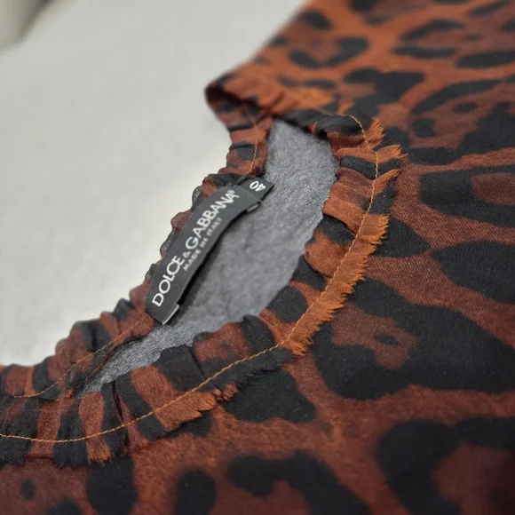 Dolce & Gabbana Leopard Print 1/2 & 1/2 Silk & Cotton Sleeveless Tank GUC 40/US6 - Picture 7 of 9